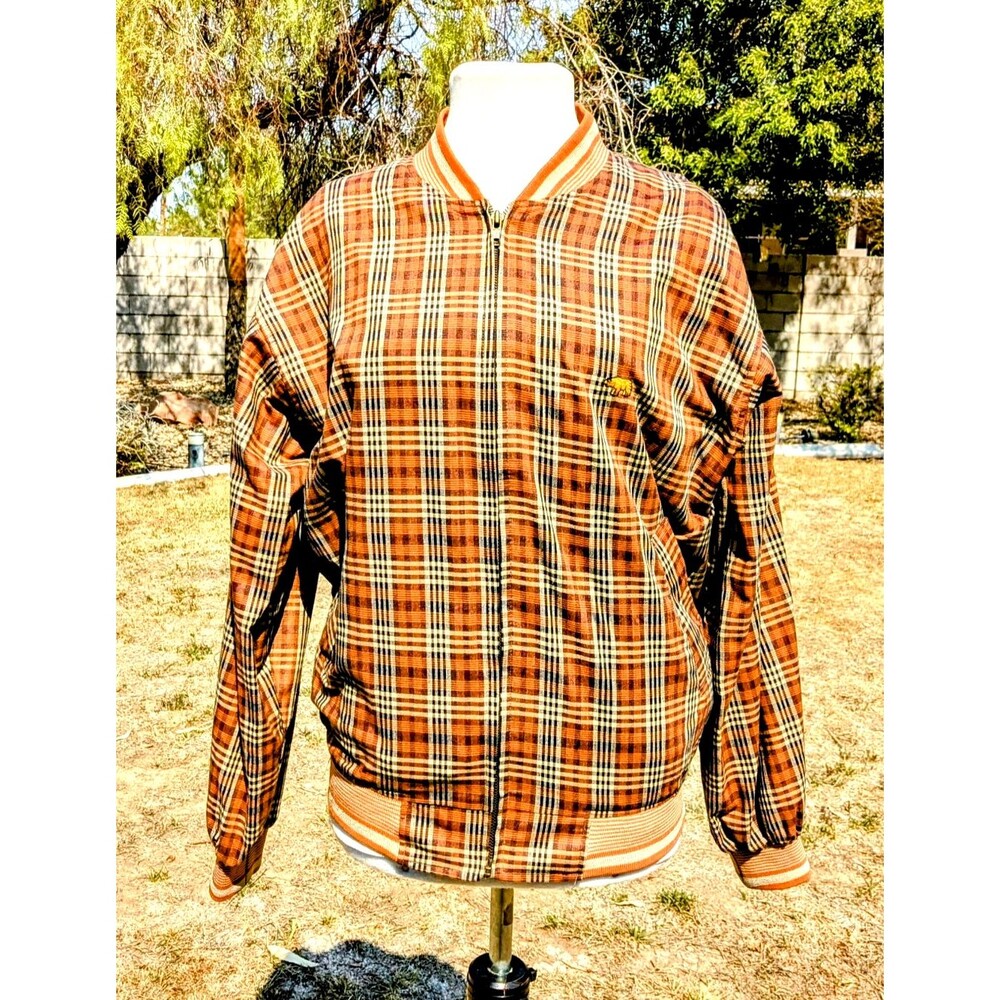 VTG 1990 Jack Nicklaus Plaid Burnt Orange Golf Jacket Korean SzXXL/US Men Med